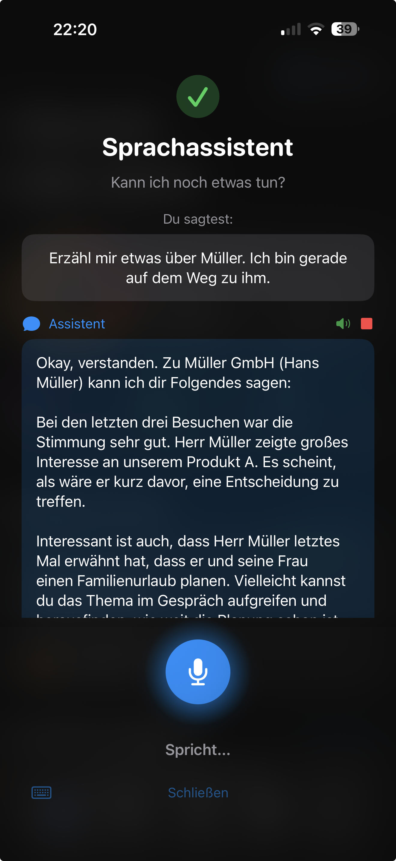 Ronvo KI-Sprachassistent in Aktion