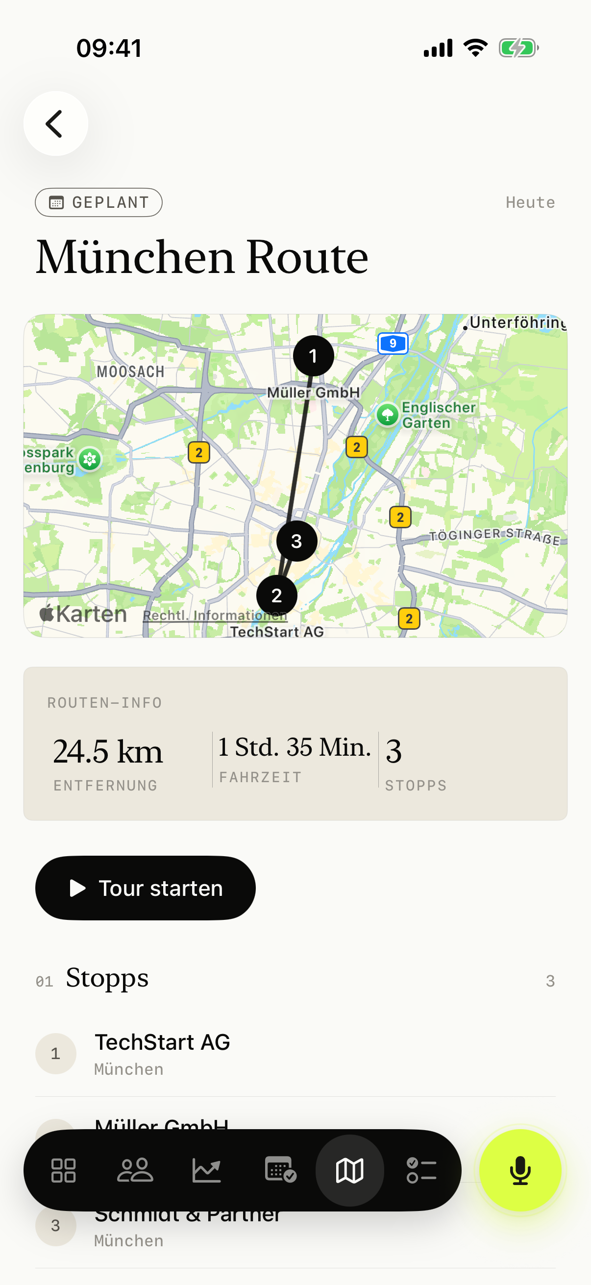 Tourenplanung auf der Karte