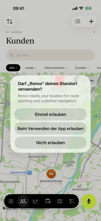 Kunden auf der Karte